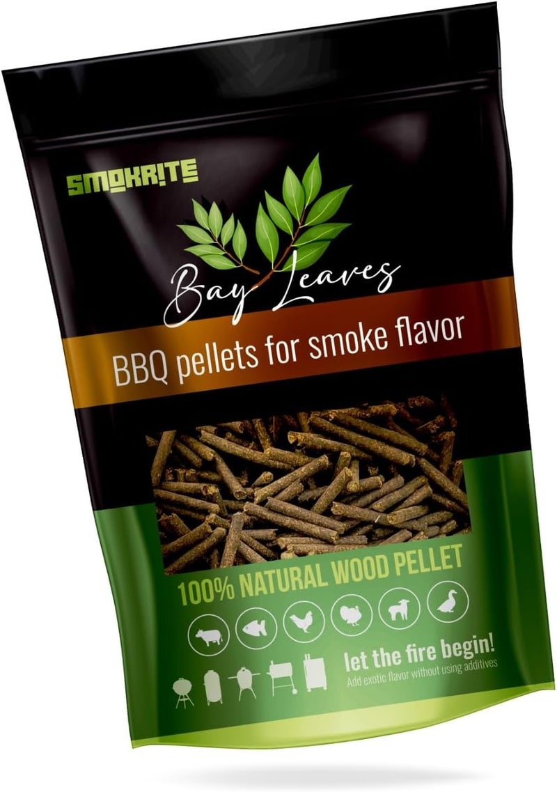 SMOKRITE : Bay Leaves Wood Pellets for Smoker Grills, All 100% Natural Hard Wood BBQ Pellets for Outdoor Grills, Smoke, Roast, Burns Up to 30 Hours of Smoking 0.5 kg - Image 3